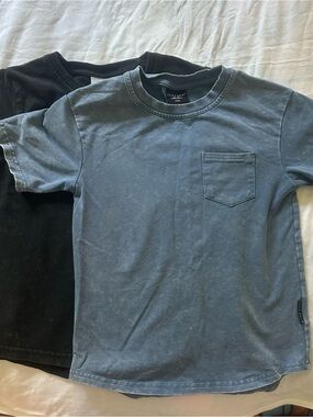 Little Bipsy Short Sleeve Pocket Tees in Blue and Black